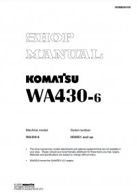 repair manual Komatsu WA430-6 Wheel Loader Shop Manual PDF
