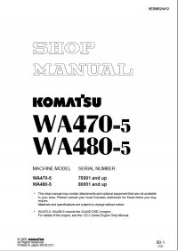 repair manual Komatsu WA470-5 & WA480-5 Wheel Loader Shop Manual PDF