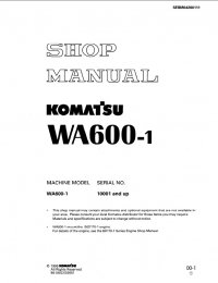 repair manual Komatsu WA600-1 Wheel Loader Shop Manual PDF