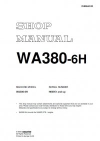 repair manual Komatsu WA380-6H Wheel Loader Shop Manual PDF