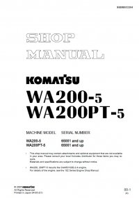 repair manual Komatsu WA250-5H & WA250PT-5H Wheel Loaders Shop Manual PDF