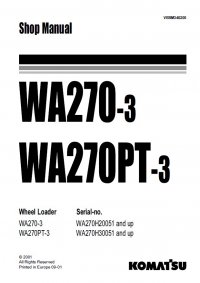 repair manual Komatsu WA270-3 & WA270PT-3 Wheel Loader Shop Manual PDF