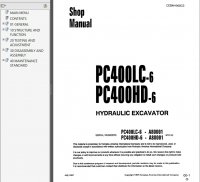repair manual Komatsu PC400LC/400HD-6 & PC400/400LC-6 & PC450/450LC-6 Hydraulic Excavator Shop Manual PDF