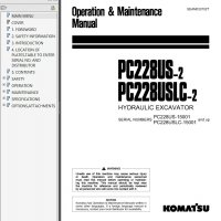 repair manual Komatsu PC228US,PC228USLC-1,2,3 Hydraulic Excavators PDF Set Manuals