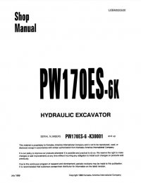 repair manual Komatsu PW170ES-6K Hydraulic Excavator Shop Manual PDF