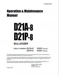 repair manual Komatsu D21A-8, D21P-8 Bulldozer Operation & Maintenance Manual PDF