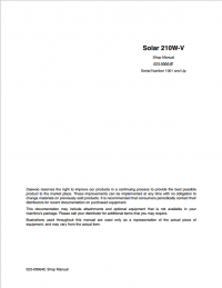 repair manual Daewoo Solar 210W-V Wheel Excavator Shop Manual PDF