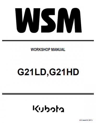 Kubota G21LD, G21HD Workshop Manual PDF