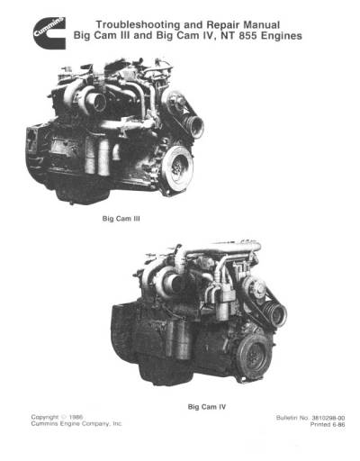 Cummins Big Cam III and Big Cam IV NT855 Diesel Engine PDF