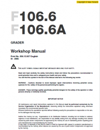 repair manual New Holland F106.6 F106.6a Grader PDF Workshop Manual