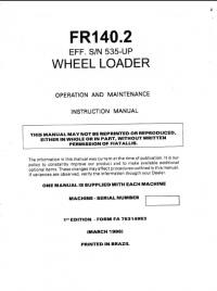 repair manual FiatAllis FR140.2 Wheel Loader Operation Maintenance Instruction And Service Manual PDF