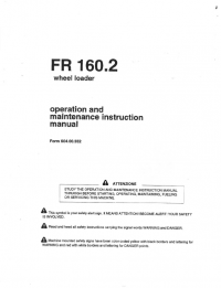 repair manual FiatAllis FR160.2 Wheel Loader Operation Maintenance Instruction And Service Manual PDF