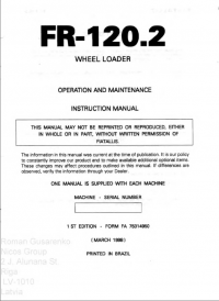 repair manual FiatAllis FR120.2 Wheel Loader Operation Maintenance Instruction And Service Manual PDF