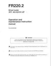 repair manual FiatAllis FR220.2 Wheel Loader Operation and Maintenance & Service Manuals PDF