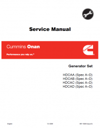 repair manual Cummins Onan HDCAA/AB/AC/AD (Spec A-D) Generator set PDF