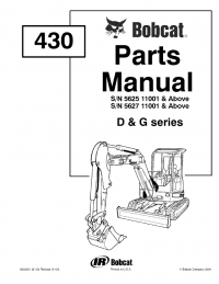spare parts catalog Bobcat 430 D & G Series Excavator Parts Manual PDF