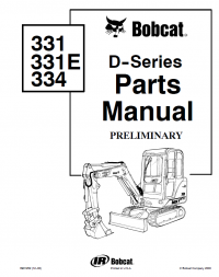 spare parts catalog Bobcat 331, 331E, 334 D-Series Excavator Parts Manual Preliminary PDF
