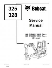 repair manual Bobcat 325, 328 Excavator G Series Service Manual PDF