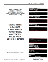 repair manual Detroit Diesel 8V92TA Engine Direct Support & General Support Maintenance Manual PDF