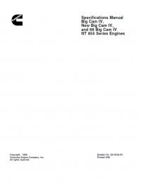 repair manual Cummins Big Cam IV / New Big Cam IV / 88 Big Cam IV NT855 Series Engine Specifications Manual PDF