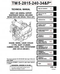 repair manual Cummins Diesel Engine 2390 pages Technical Manual TM5-2815-240-34&P PDF