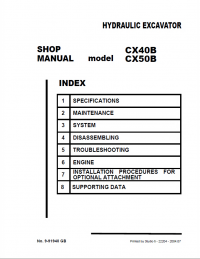 repair manual Case CX40B & CX50B Hydraulic Excavator Shop Manual PDF