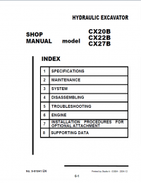 repair manual Case CX20B CX22B CX27B Hydraulc Excavator Shop Manual PDF