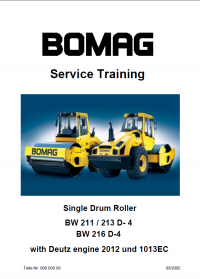 repair manual Bomag BW 211 D-4 / BW 213 D-4 / BW 216 D-4 Single Drum Rollers Service Training PDF