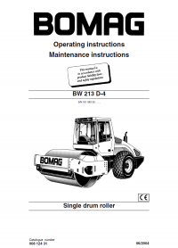 repair manual Bomag BW213 D-4 Single Drum Roller Operating & Maintenance Instructions PDF