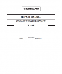 repair manual New Holland E18 E18SR Compact Crawler Excavator Repair Manual PDF