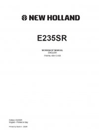 repair manual New Holland E235SR Excavator Service Manual PDF