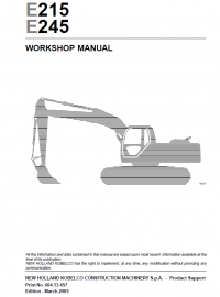 repair manual New Holland E215, E245 Excavator Workshop Manual PDF