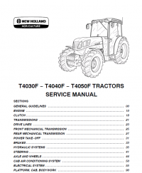 repair manual New Holland T4030F-T4040F-T4050F Tractors Service Manuals PDF