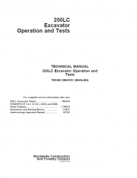 repair manual John Deere 200LC Excavator Technical Manual TM1663 PDF