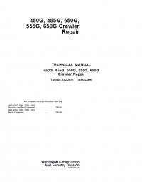 repair manual John Deere 450G, 455G, 550G, 555G, 650G Crawler Technical Manual PDF