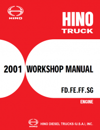 repair manual Hino Truck FD, FE, FF, SG 2001 Engine Workshop Manual PDF