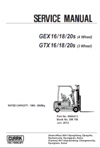 repair manual Clark GEX16/18/20s, GTX16/18/20s PDF Service Manual