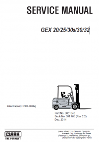 repair manual Clark Forklift GEX 20/25/30s/30/32 PDF Service Manual