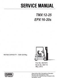 repair manual Clark Forklift TMX12-25, EPX16-20s PDF Service Manual