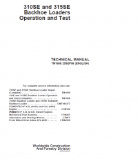 repair manual John Deere backhoe loaders 310SE and 315SE Operation & Test Manual TM1608