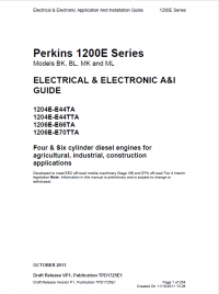 repair manual Perkins Engines 1200E Series Electrical And Electronic A&I Guide PDF