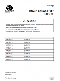 repair manual Daewoo Doosan Solar 250LC-V 290LC-V Excavator PDF Shop Manual