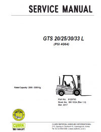 repair manual Clark Forklift GTS 20/25/30/33 L PSI 4G64 PDF Service Manual