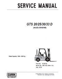 repair manual Clark Forklift GTS 20 25 30 33 D (Isuzu Engine) PDF Service Manual