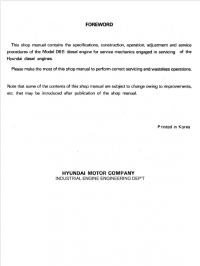 repair manual Hyundai Diesel Engine D6B Series Shop Manual PDF