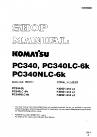 repair manual Komatsu Hydraulic Excavator PC340 PDF Shop Manual