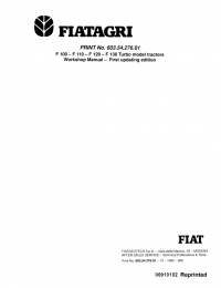 repair manual Fiatagri F100, F110, F120, F130 Turbo model Tractors Workshop Manual PDF