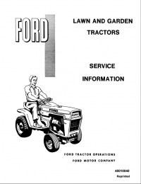 repair manual Ford Lawn and Garden Tractors 100, 120, 125, 145 Service Manual PDF PN: 40010040