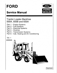 repair manual New Holland Tractor Loader Backhoe 555A, 555B, 655A Service Manual PDF