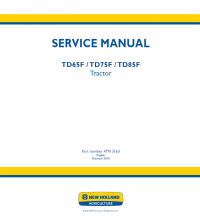 repair manual New Holland TD65F, TD75F, TD85F Tractor Service Manual PDF PN: 47913163